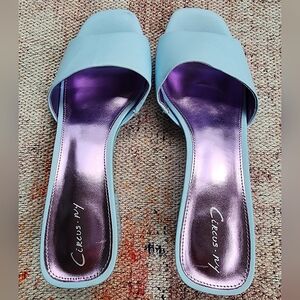 Sam Edelman Circus Women's Blue Slide Platform Sandals Sz 9